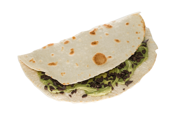 La Piadina Budrio con crema di pistacchio e granella di cioccolato