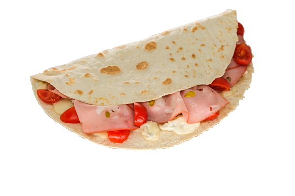 Piadina con Mortadella, zola e pomodoro