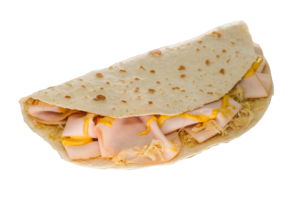 Piadina con tacchino arrosto, senape e crauti